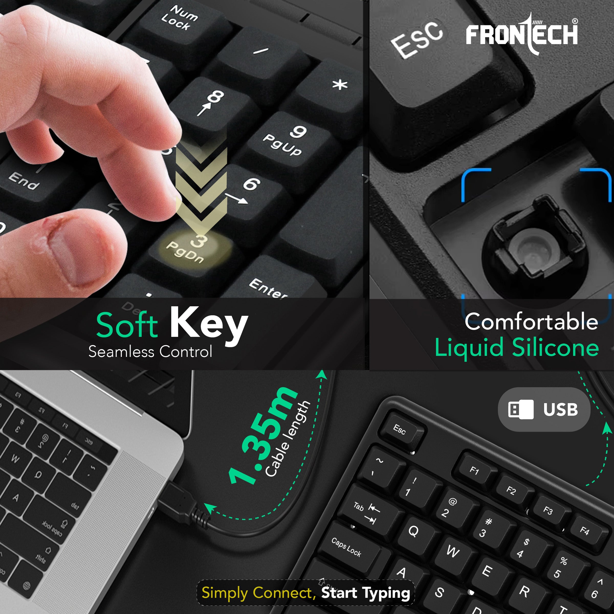 Frontech Wired Membrane Keyboard & Mouse Combo Pack (1692) Frontech Wired Membrane Keyboard & Mouse Combo Pack (1692)